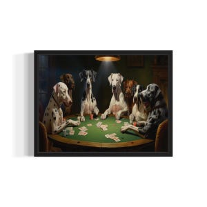 Póster con diseño de naipes de gran danés, decoración de pared con humor para la cueva del hombre del póquer, amante de los perros, pintura de arte para mascotas