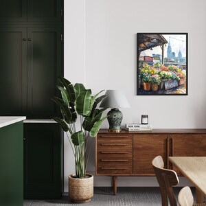 Nashville Flower Market Poster Art Print, Neutral Botanical Pastel Artwork Wall Art Painting Bedroom, Restroom Decor image 4