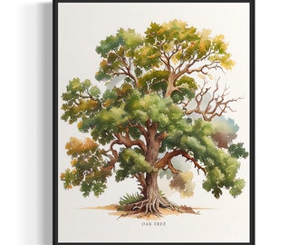 Impresión artística de roble, póster de arte de pared de roble