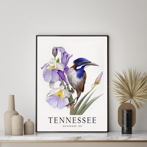 Tennessee State Vogel Kunstdruck, Tennessee State Blume, Tennessee Wandkunst, Wohndekor