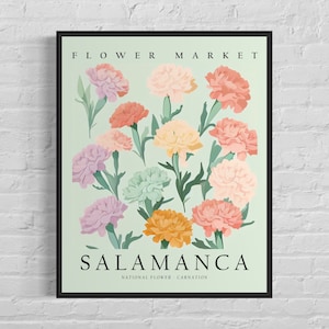Salamanca Spain Flower Market Art Print, Carnation Flower Wall Art Poster