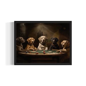 Poster di carte da gioco Labrador Retriever, stampa artistica, decorazione da parete umoristica per la caverna dell'uomo del poker per cani, amante dei cani, dipinto di opere d'arte per animali domestici
