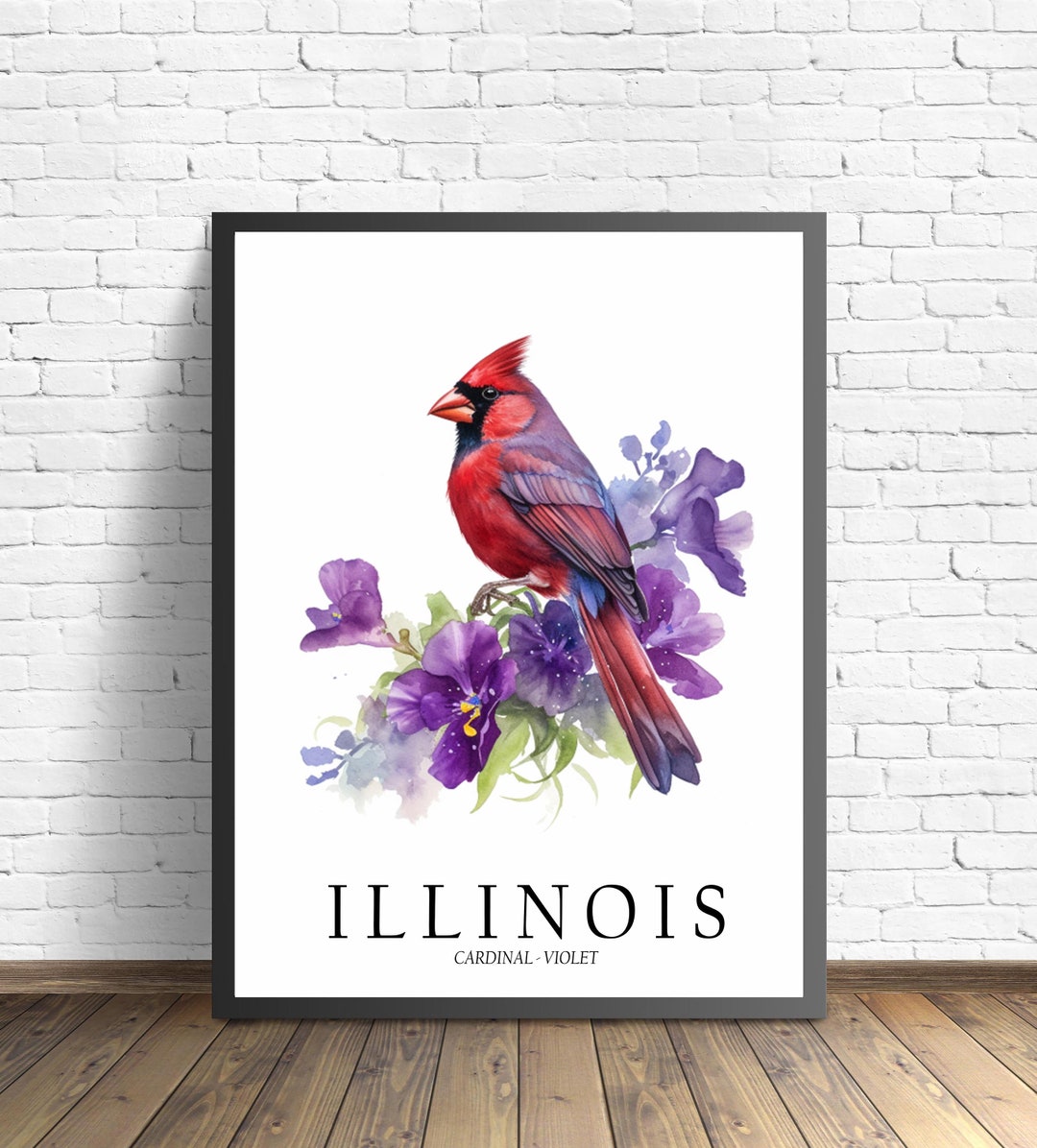Illinois State Bird Art Print, Illinois State Flower, Illinois Wall Art ...