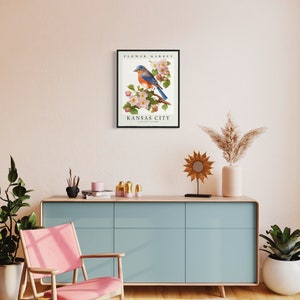 Kansas City Missouri Flower Market Art Print, Kansas City Flower Wall Art, Kansas City Botanical Pastel Artwork image 3