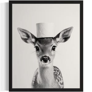 Deer Restroom Poster Art Print, Animal Wall Art Decor Painting Bathroom