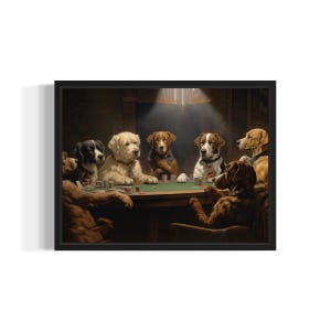 Dogs Playing Cards Poster Art Print, Dog Poker Man Cave Humor Wall Art Decor, Dog Lover, Pet Artwork Painting