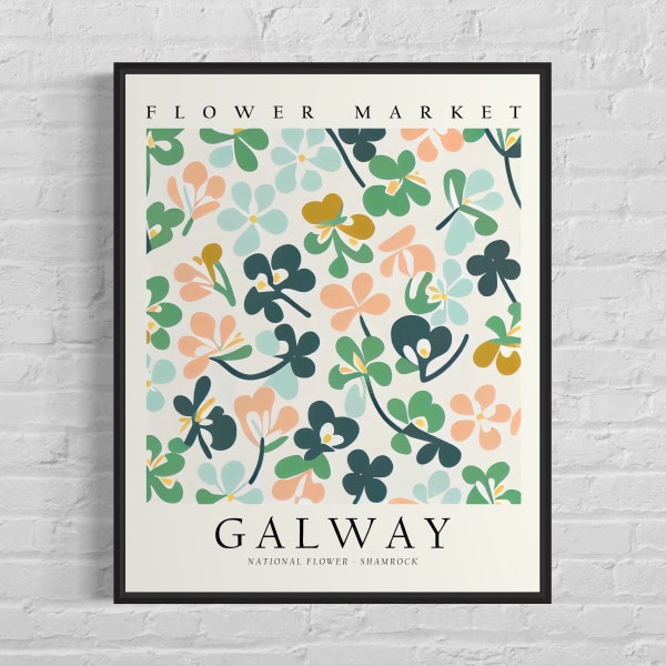 Galway Ireland Flower Market Art Print, Galway Flower Poster Wall Art