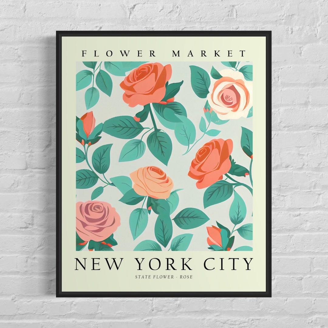 New York City New York Flower Market Art Print, New York City Flower