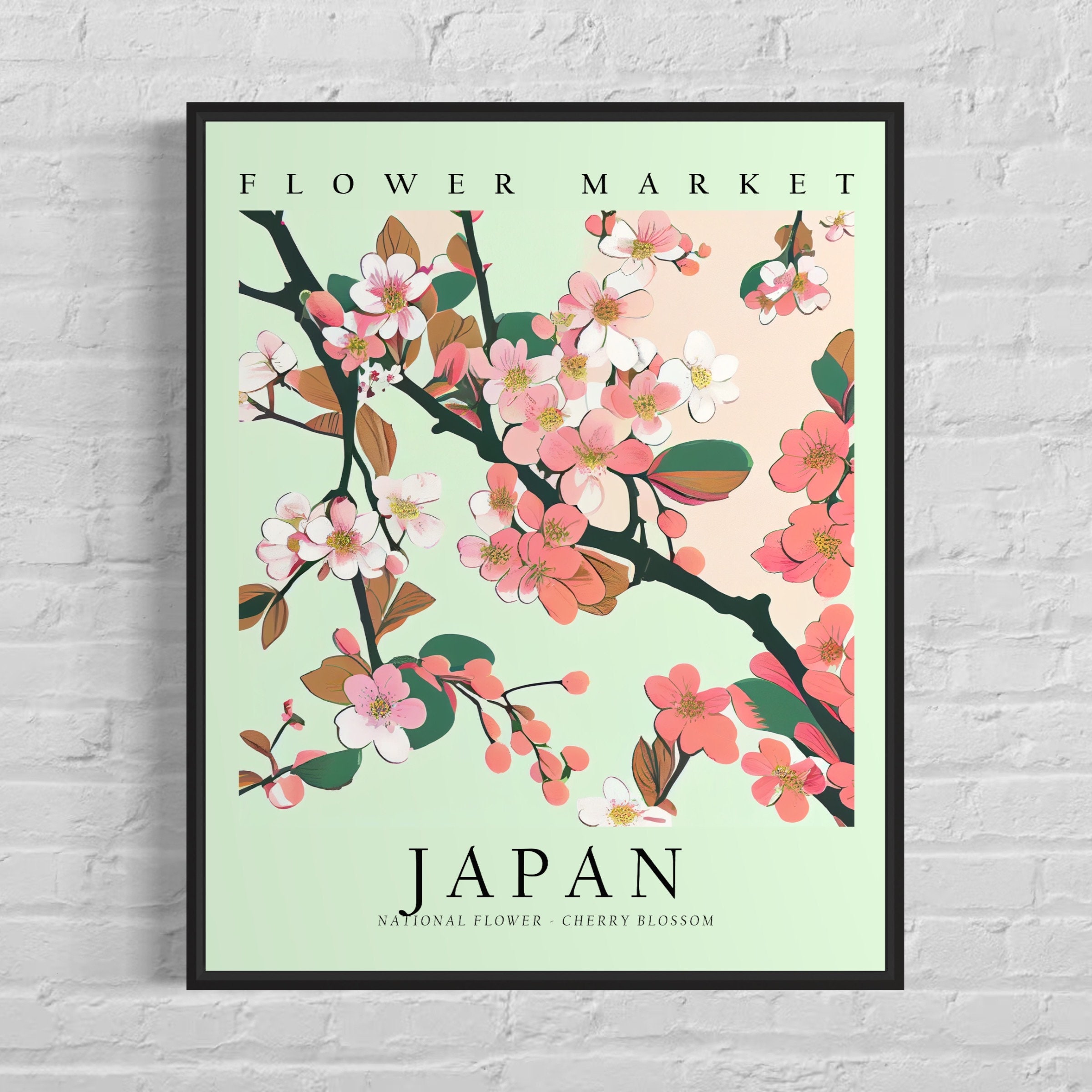 Flower 1960\'s Israel , Cherry Japan Japan Botanical Etsy Neutral National Pastel Wall Art Print, Art Blossom Market - Flower, Artwork