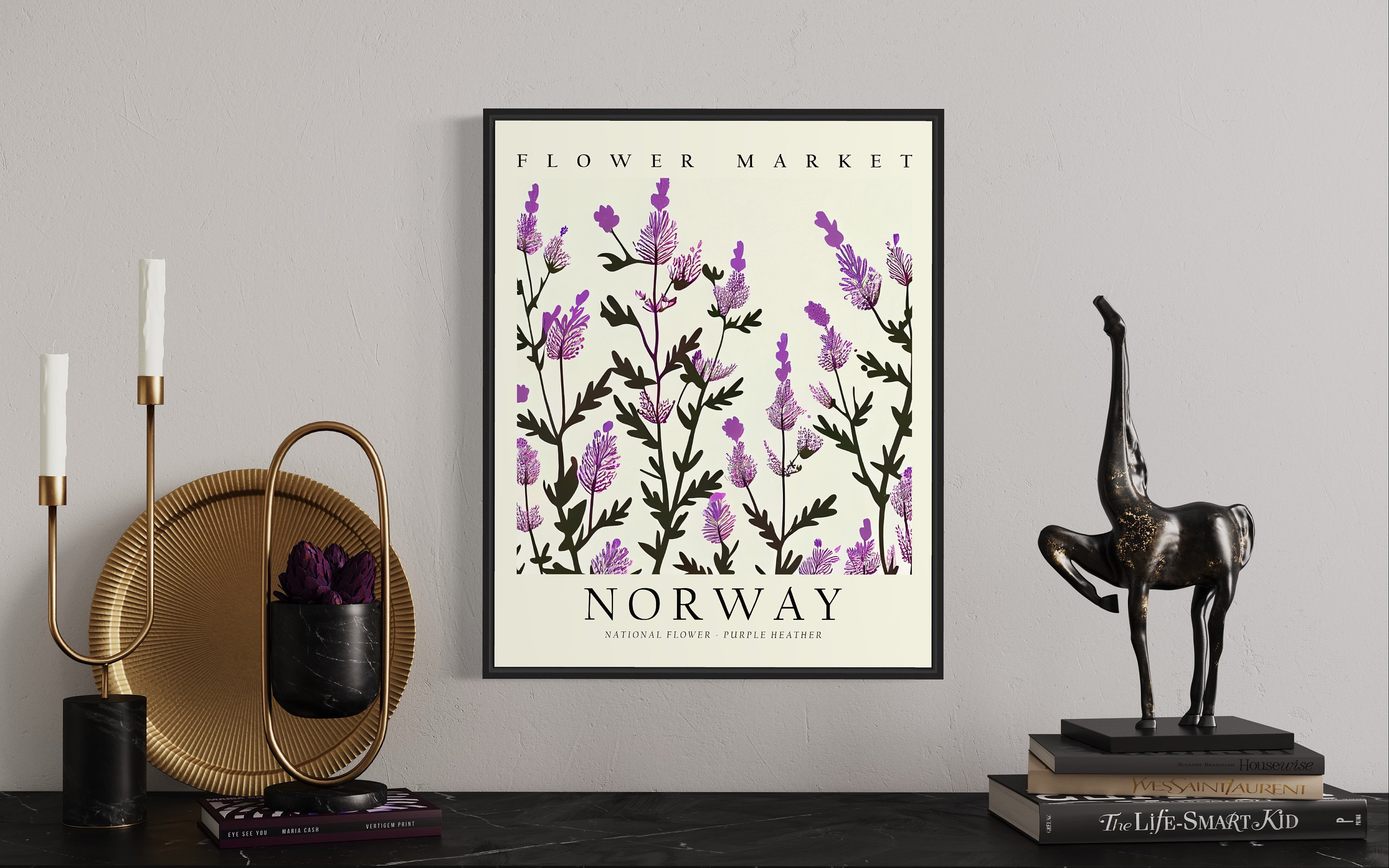 Norway National Flower Norway Flower Market Art Print Purple Etsy