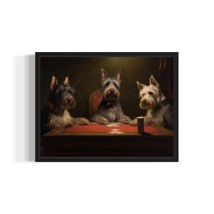 Scottish Terrier Playing Cards Poster Art Print, Dog Poker Man Cave Humor Wall Art Decor, Dog Lover, Pet Artwork Painting