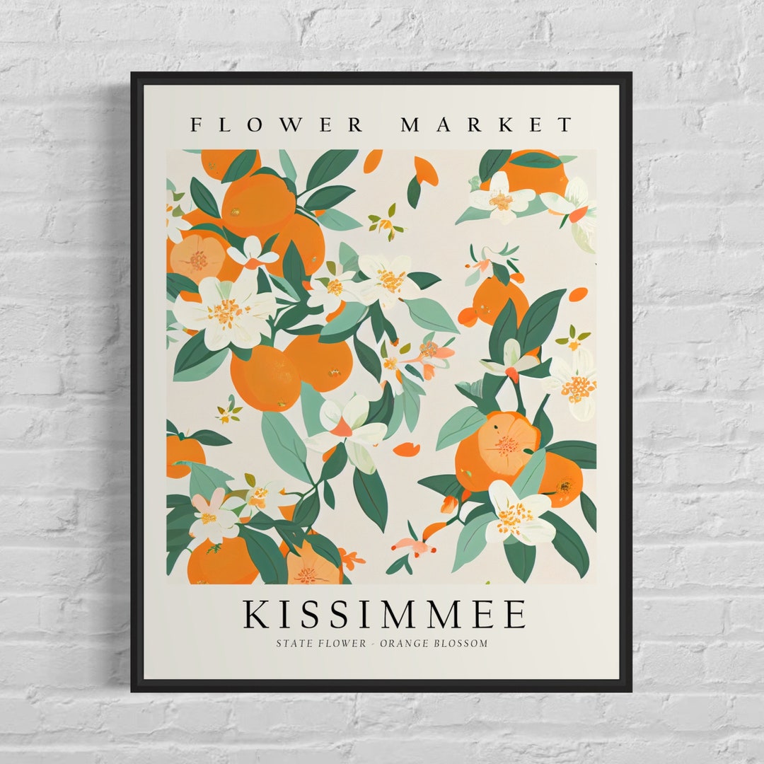 Kissimmee Florida Flower Market Art Print, Kissimmee Flower, Orange