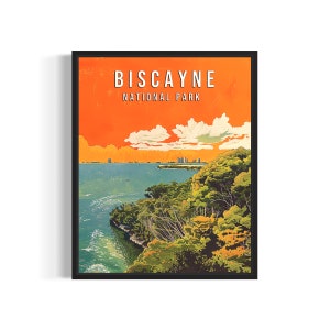 Biscayne National Park Art Print Poster, Vintage Retro Landmarks Decor