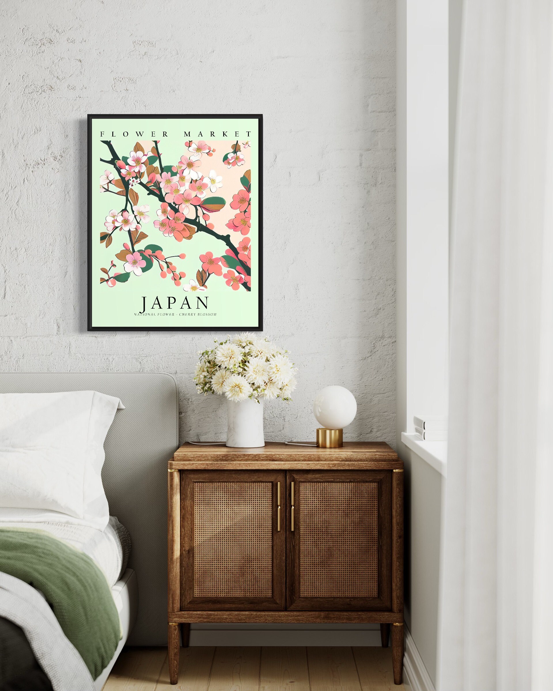 Japan National Flower, Japan Flower Market Art Print, Cherry