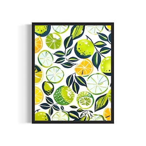 Lime Poster Art Print, Kitchen Fruit Decor for Kitchen Dining Restaurant , Neutral Food Pastel Artwork