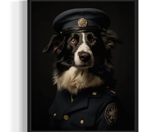 Border Collie Poster Art Print, Dog General Humor Wall Art Decor, Dog Lover, Pet Artwork Painting