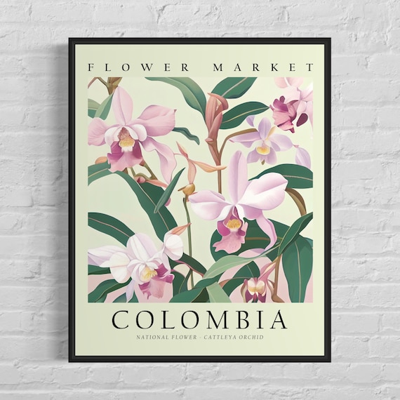 Colombia National Flower, Colombia Flower Market Art Print, Cattleya Orchid  1960\'s Wall Art , Neutral Botanical Pastel Artwork - Etsy Norway