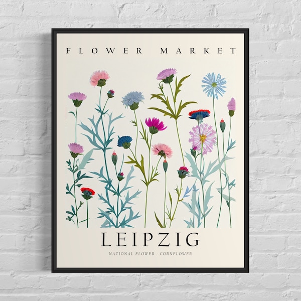 Leipzig Germany Flower Market Art Print, Leipzig Flower Poster Wall Art