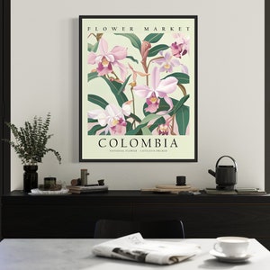 Colombia National Flower, Colombia Flower Market Art Print, Cattleya