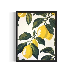 Lemon Poster Art Print, Kitchen Fruit Decor for Kitchen Dining Restaurant , Neutral Food Pastel Artwork