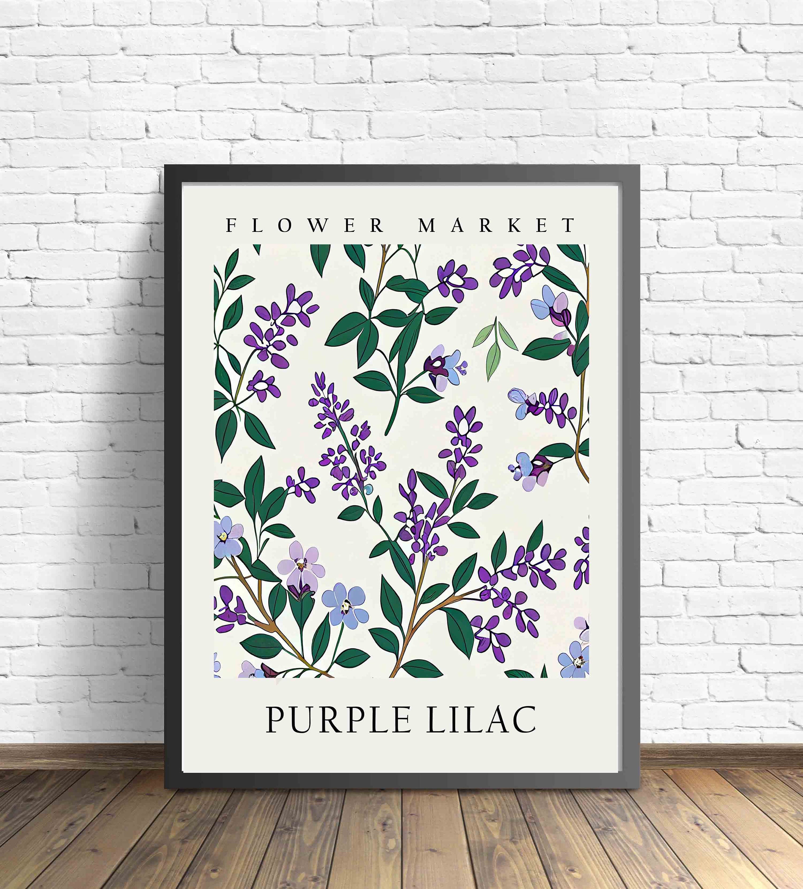 Purple Lilac Flower Market Art Print, Purple Lilac Wall Art, Botanical ...