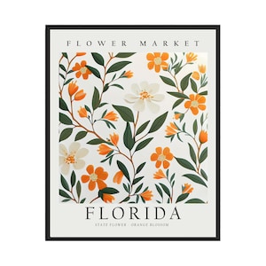 Florida State Flower, Florida Flower Market Art Print, Orange Blossom 1960's Wall Art , Neutral Botanical Pastel Artwork