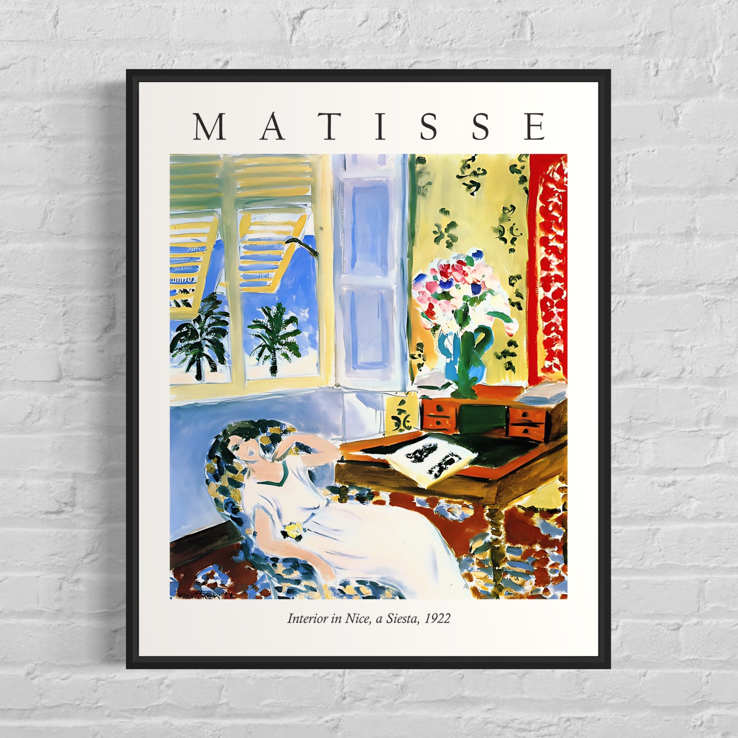 Henri Matisse、INTERIEUR A NICE、画集画、新品額装付 Henri Matisse、INTERIEUR A NICE、画集画、新品額装付