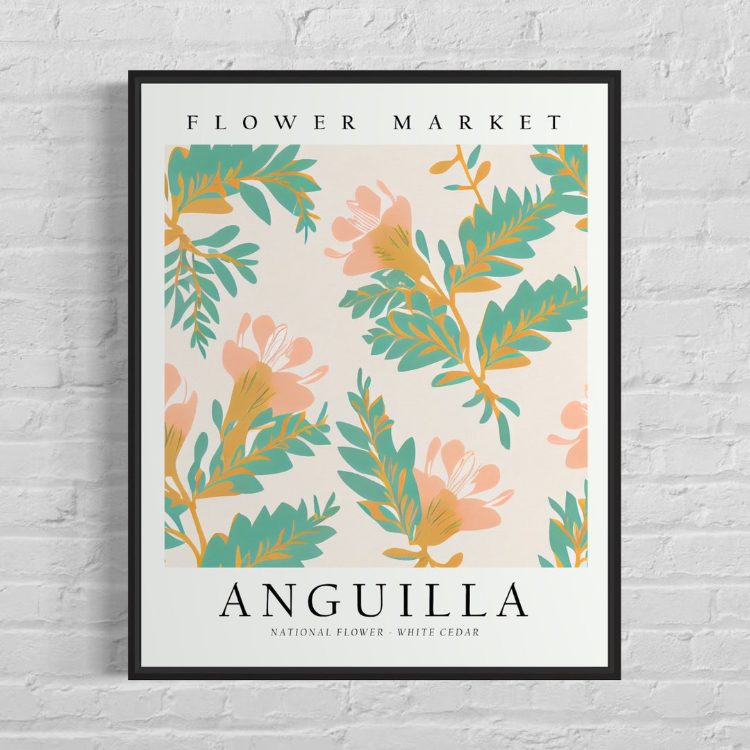 Anguilla Flower Market Art Print, Anguilla Flower, White Cedar Wall Art
