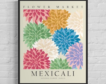 Mexicali Mexico Flower Market Art Print, Mexicali Flower Wall Art Poster