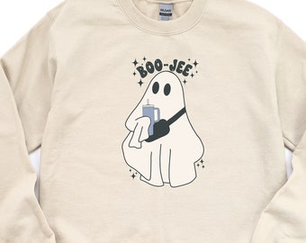 Bluza z nadrukiem Boo-jee Ghost Halloween, słodka, upiorna, jesienna koszulka