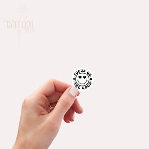 Focus on the Good, Retro Smiley Face, Vinyl Sticker, Kindle Sticker, WaterBottle Sticker, Laptop Sticker