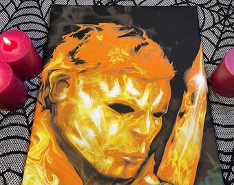 Michael Myers Digital fire art by Pyro Painter for #FestiveEtsyFinds art, Surreal painting, horror art, Wall decor canvas, Wall art pri