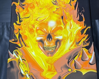 Ghost Rider is Digital fire art by Pyro Painter for Living room wall art, Surreal painting, Marvel art, Wall decor canvas, Wall art print