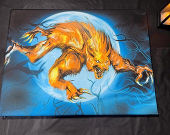 Howl is Digital fire art by Pyro Painter for Living room wall art, Surreal painting, werewolf art, Wall decor canvas, Wall art print