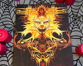 Clown Mayan Digital fire art by Pyro Painter for Living room wall art, Surreal painting, Surreal art, Wall decor canvas, Wall art print