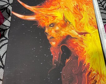 Krampus Digital fire art by Pyro Painter for Living room wall art, Surreal painting, Surreal art, Wall decor canvas, Wall art print