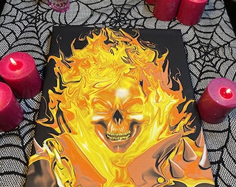 Ghost Rider is Digital fire art by Pyro Painter for Living room wall art, Surreal painting, Marvel art, Wall decor canvas, Wall art print