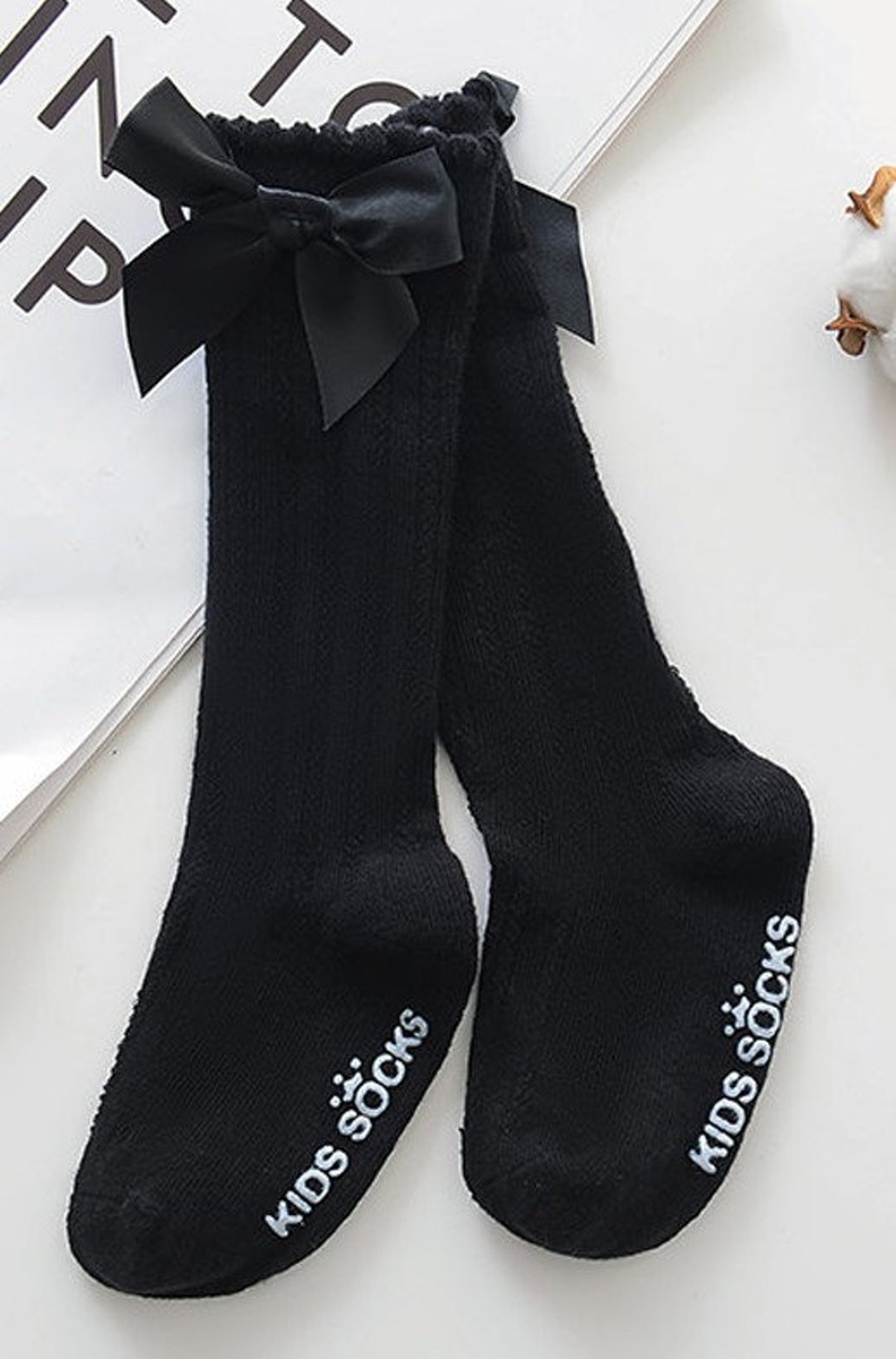 Baby Girls Knit Knee High Socks, Toddler Girl Bow Socks , Knee High
