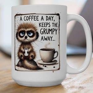 Grumpy Morning Ceramic Mug, Funny Coffee Cup, Sarcastic Tea Mug, Novelty Drinkware, Office Gift Idea for him or her, coffee lover&#39;s gift