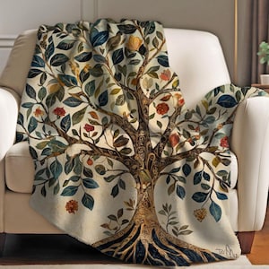 Floral Woven Throw Blanket | William Morris Tapestry Blanket | Mother&#39;s Day Gift for Her | Boho Home Decor Wall Accent or Sofa Cover