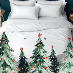 Microvezel dekbedovertrek kerstboomboerderij slaapkamer vakantiedecor, kerstbeddengoed, koning, vol, koningin, huwelijkscadeau, voor moeder, kussenslopen