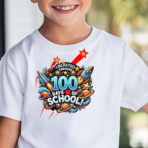 Astronaut 100 Days of School Kids Tee, 100 Days of School Shirt, Space Themed School Pride Shirt School Accomplishment Tee, Space Lover Tee