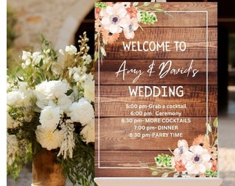 Letreros de boda personalizables, personalizar letreros de boda, letreros de boda bienvenidos, letreros de ceremonia de boda, letreros de boda florales rosas, futura novia