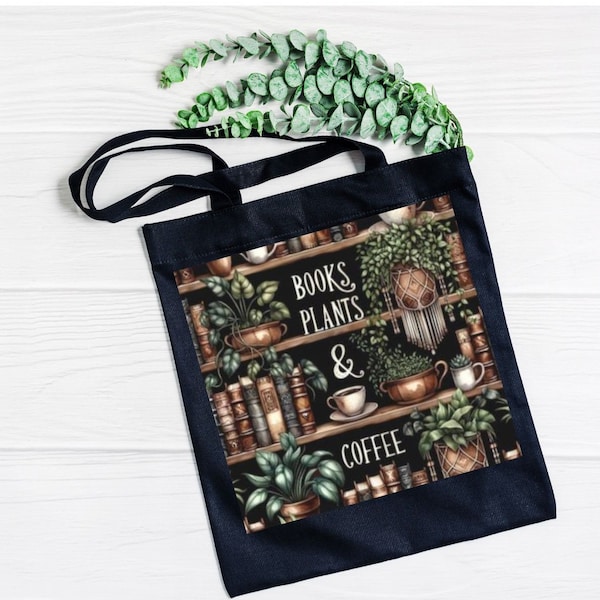 Canvas shoulder bag Gift for gardener gift for librarian gift for coffee lover literary canvas bag library book bag canvas grocery bag cute