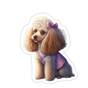 Poodle Stickers, poodle vinyl sticker, poodle puppy, cream colored toy poodle, poodle mom sticker, poodle car window sticker, min poodles,