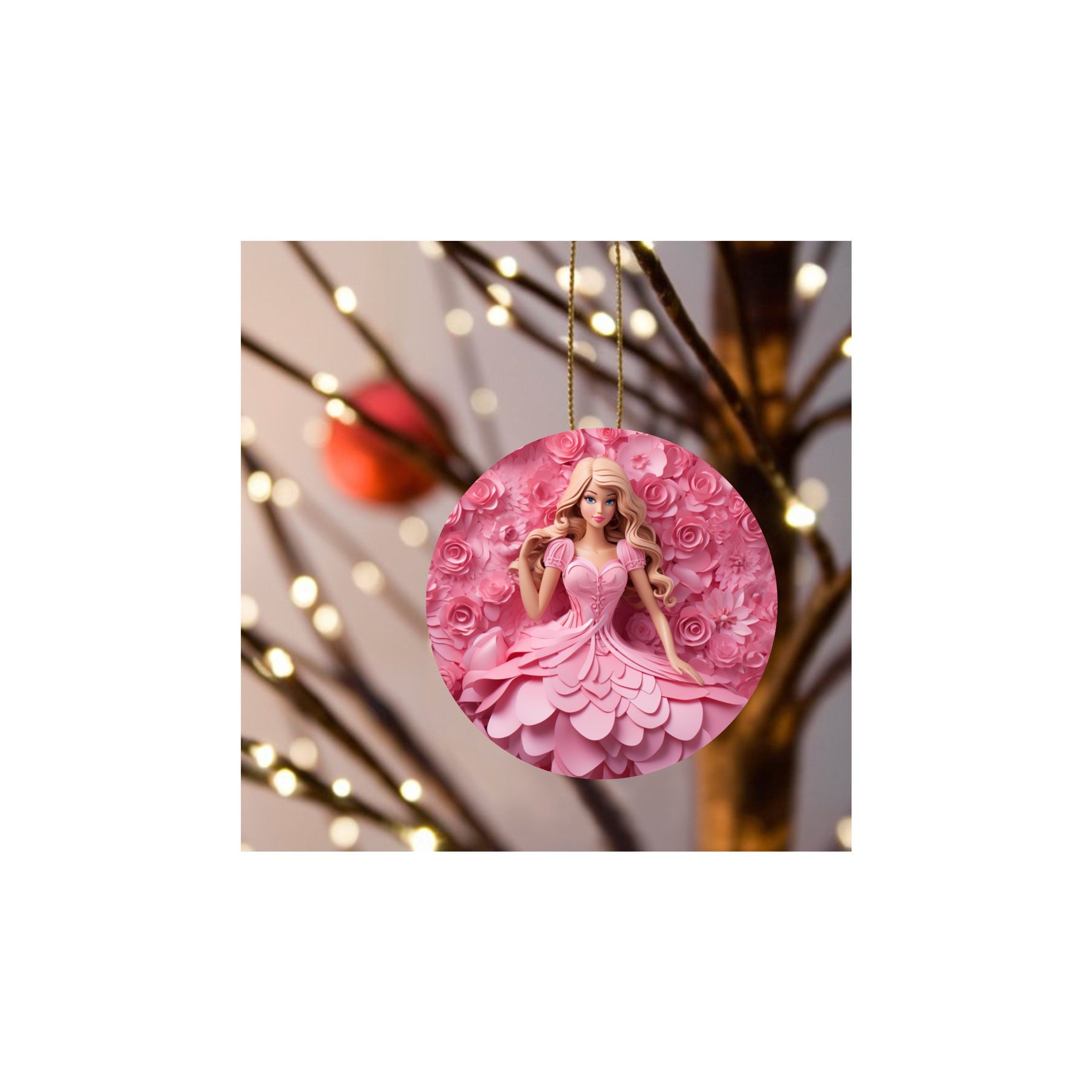 Barbie Christmas tree ornament, personalized, 3D designs, Barbie movie sold by Drab Margaret