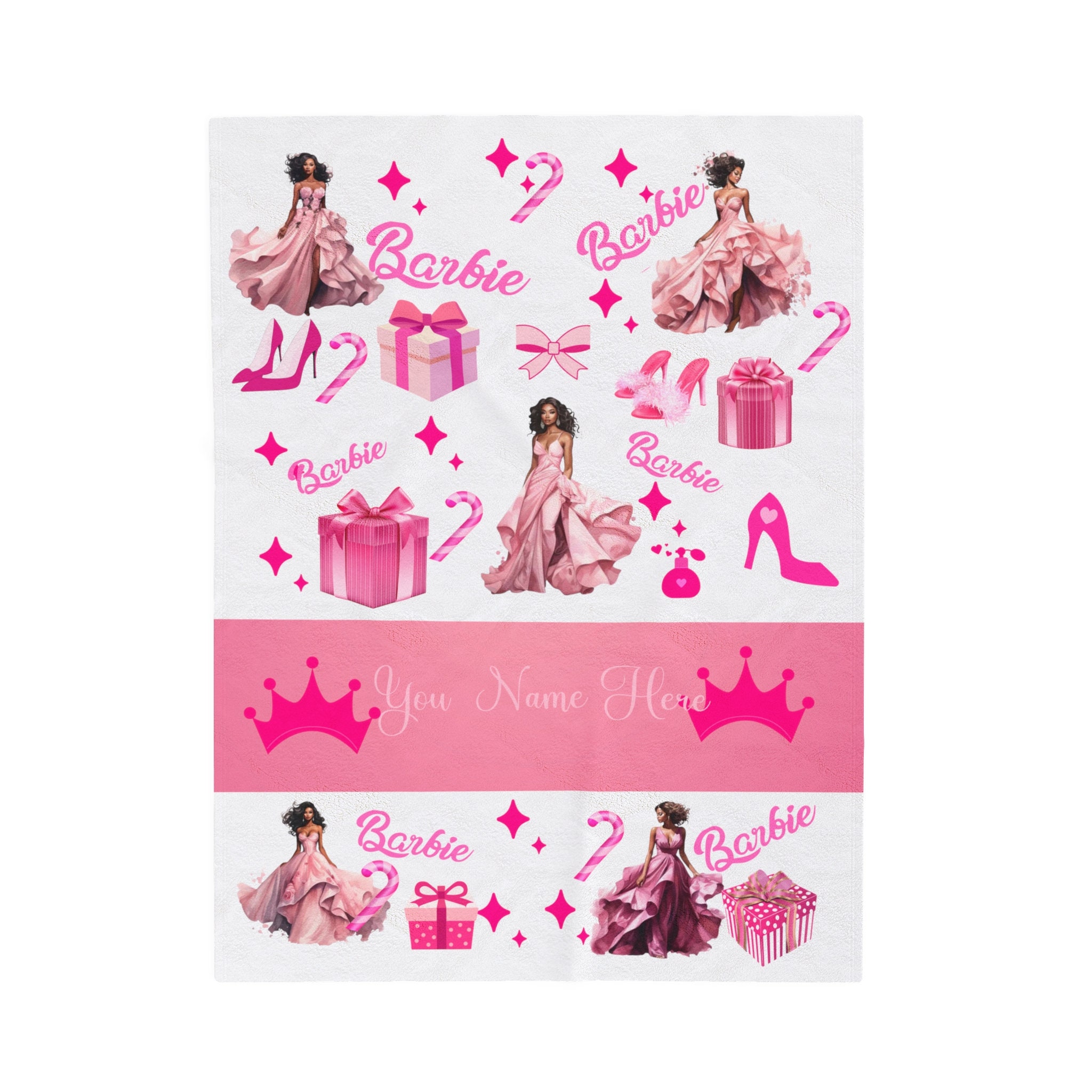 Black Fashion Doll Style Personalized Velveteen Plush Blanket