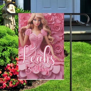 Birthday Girl personalized banner, happy birthday House flag Banner birthday little girl&#39;s Princess pink banner House flag, birthday girl