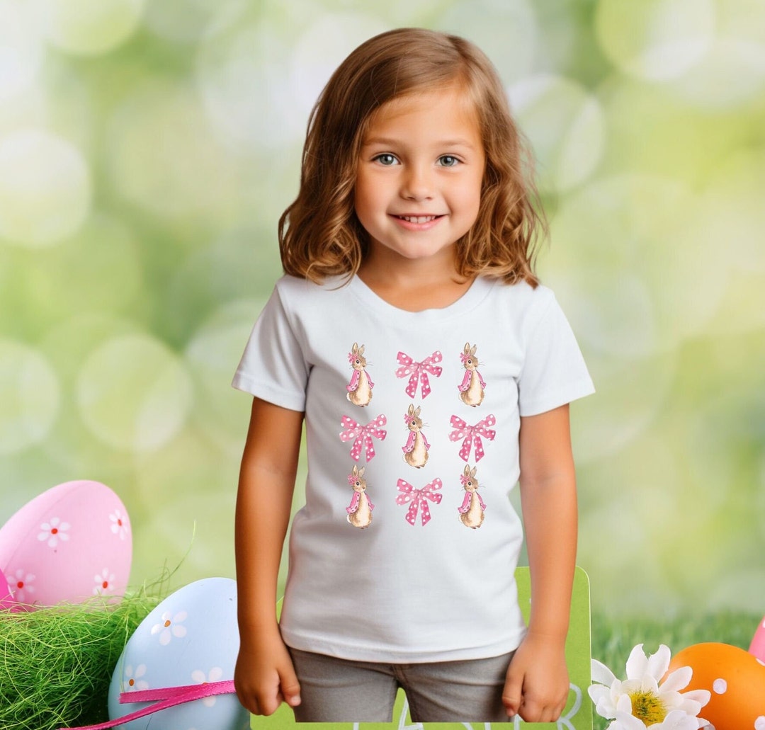 Girls' Easter Shirt, Little Girl's Coquette Shirt, Toddler Coquette Clothing, Bunny and Bows
