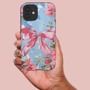 Coquette Pink Bow Phone Case, Personalized Cute Ribbon Case, Coquette Aesthetic iPhone Samsung Cover, Gift for Her, Birthday or Mother’s Day